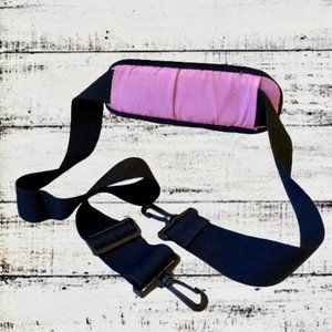 Adjustable Luggage Shoulder Strap Pink & Black Webbing Laptop Messenger Gym Bag